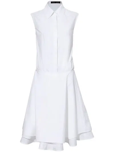 Proenza Schouler Cindy Drop Waist Washed Poplin Dress In White