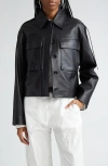 Proenza Schouler Dylan Wide Glossy Leather Jacket In Black