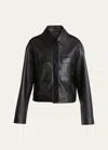 Proenza Schouler Dylan Wide Glossy Leather Jacket In Black