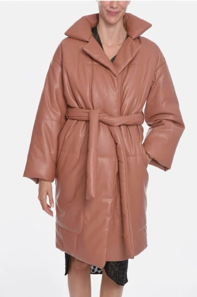 Proenza Schouler Eco-leather Padded Coat With Belt In Brown