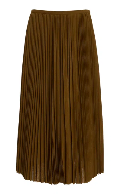 Proenza Schouler Eda Pleated Wool Jersey Midi Skirt In Tan