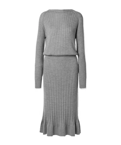 Proenza Schouler Eden Ribbed Wool Blend Dress In Gray
