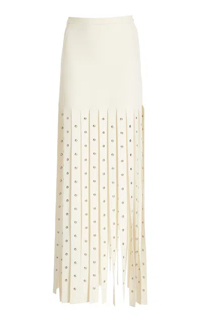 Proenza Schouler Effe Grommet-embellished Fringed Skirt In Ivory