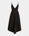 Proenza Schouler Elaine Plunging Belted Linen-blend Midi Dress