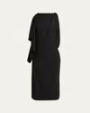 Proenza Schouler Elena Draped Wool Gabardine Suiting Dress In Black