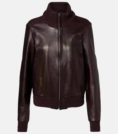 Proenza Schouler Elenora Wool-trimmed Leather Jacket In Brown