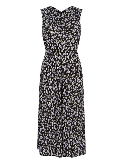 Proenza Schouler Ella Floral-print Sleeveless Midi Dress In Black