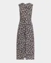 Proenza Schouler Ella Floral Ruched Satin Midi Dress In Black Multi