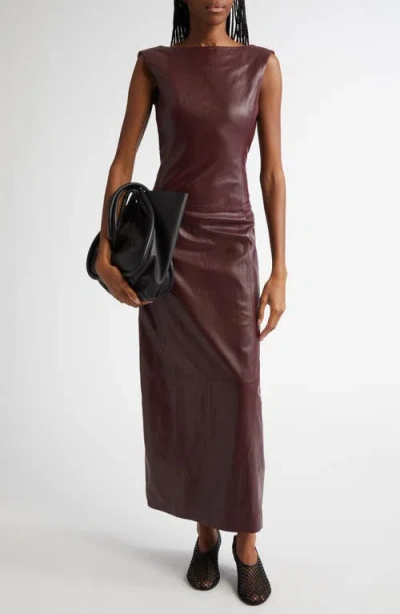 Proenza Schouler Ellery Open-back Leather Midi Dress In Ox Blood