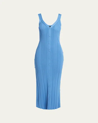 Proenza Schouler Ellis Buttoned Column Rib Dress In Blue