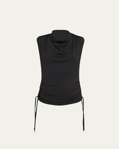 Proenza Schouler Elna Sleeveless Ruched Crepe Top In Black