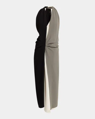 Proenza Schouler Elsa Colorblock Matte Double Crepe Dress In Black