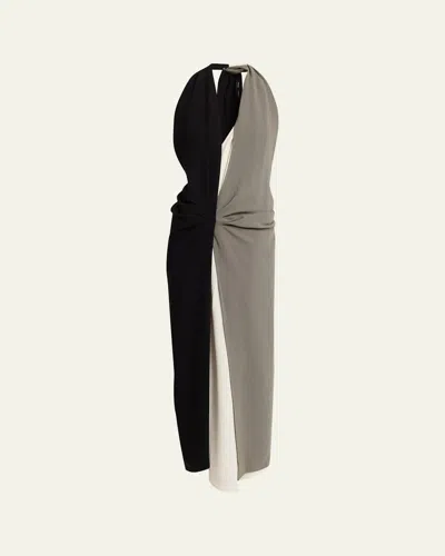 Proenza Schouler Elsa Colorblock Matte Double Crepe Dress In Black