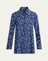 Proenza Schouler Emmeline Floral Print Silk-blend Shirt In Navy Multi
