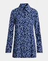 Proenza Schouler Emmeline Floral Print Silk-blend Shirt In Navy Multi