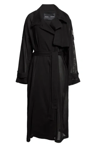 Proenza Schouler Esha Sheer Wool Trench Coat In Black