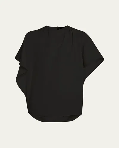 Proenza Schouler Etta Hammered Viscose Top In Black