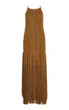 Proenza Schouler Everly Fringed Knit Maxi Dress In Bronze