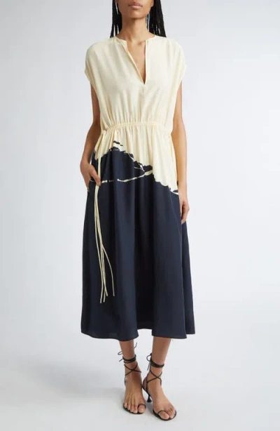 Proenza Schouler Ezra Abstract Colorblock Midi Dress In Black