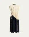 Proenza Schouler Ezra Abstract Colorblock Midi Dress In Black Multi