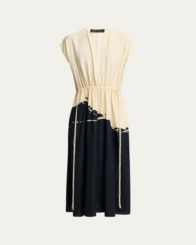 PROENZA SCHOULER EZRA PRINTED DRAWSTRING MIDI VISCOSE DRESS