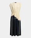 Proenza Schouler Ezra Abstract Colorblock Midi Dress In Black Multi
