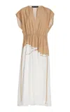 Proenza Schouler Ezra Ruched Waist Maxi Dress In Khaki