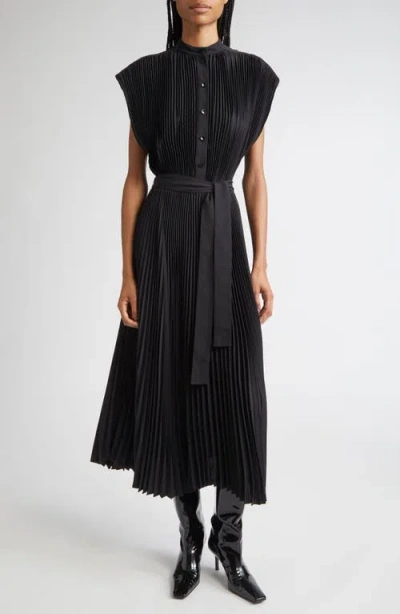 Proenza Schouler Farah Pleated Technical Crepe Midi Dress In Black