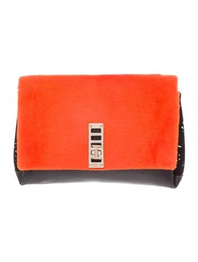 Pre-owned Proenza Schouler Faux Fur Clutch In Orange