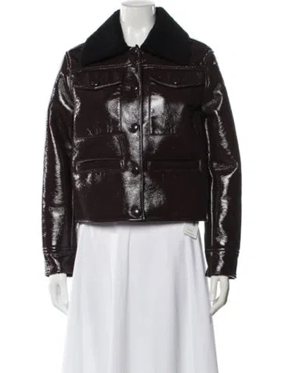 Pre-owned Proenza Schouler Faux Leather Biker Jacket In Brown