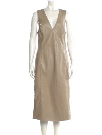 Pre-owned Proenza Schouler Faux Leather Midi Length Dress W/ Tags In Neutral