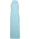 Proenza Schouler Selena High-neck Ruched Midi Dress In Blau