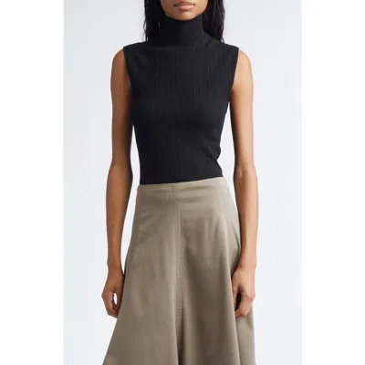 Proenza Schouler Federica Sleeveless Ribbed Funnel Neck Sweater In Black