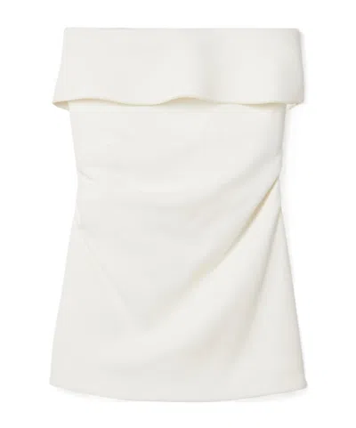 Proenza Schouler Felicity Strapless Layered Ruched Crepe Top In Off-white