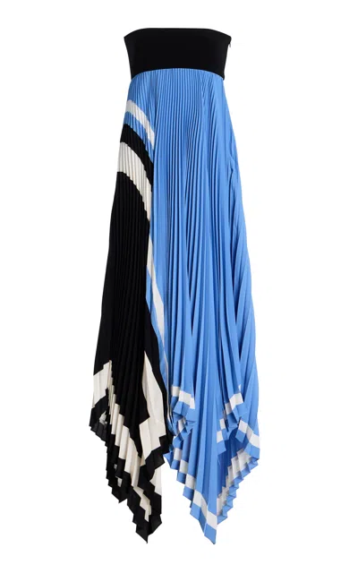 Proenza Schouler Fia Plissé Crepe Maxi Dress In Multi