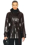 Proenza Schouler Finch Belted Lacquered Cotton Raincoat In Dark Brown & Black