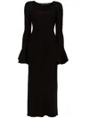 PROENZA SCHOULER RIBBED-KNIT FLUTE-SLEEVED DRESS
