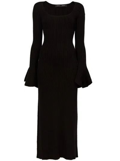 Proenza Schouler Flared Sleeves Knitted Midi Dress In Black