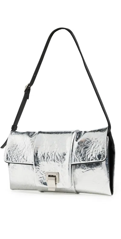 Proenza Schouler Flip Metallic-effect Leather Shoulder Bag In Silver