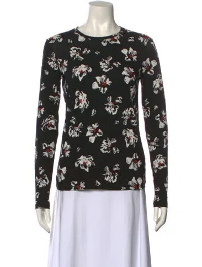 Pre-owned Proenza Schouler Floral Print Crew Neck Sweatshirt In Black