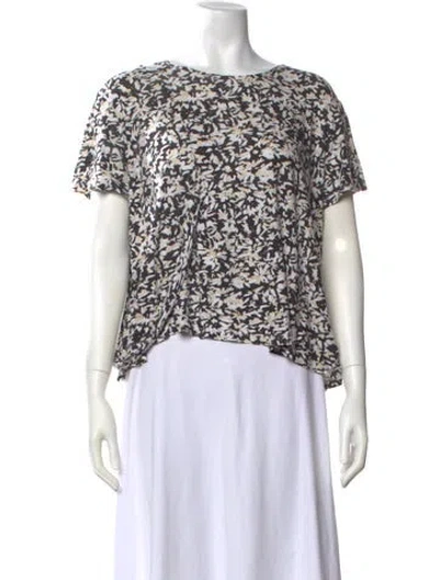Pre-owned Proenza Schouler Floral Print Crew Neck Top In Black