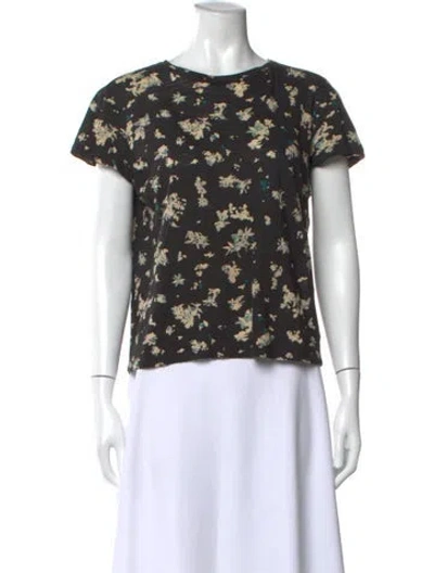 Pre-owned Proenza Schouler Floral Print Crew Neck T-shirt In Black