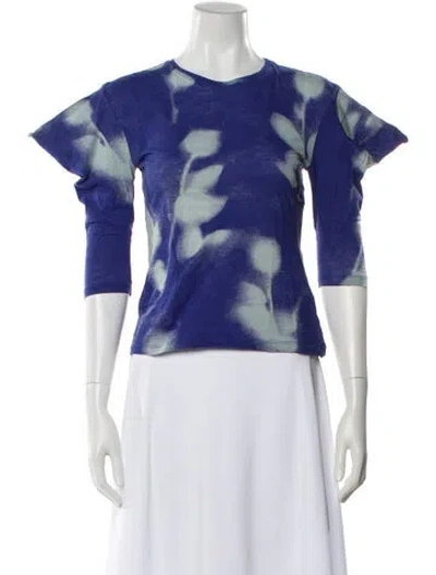 Pre-owned Proenza Schouler Floral Print Crew Neck T-shirt In Blue