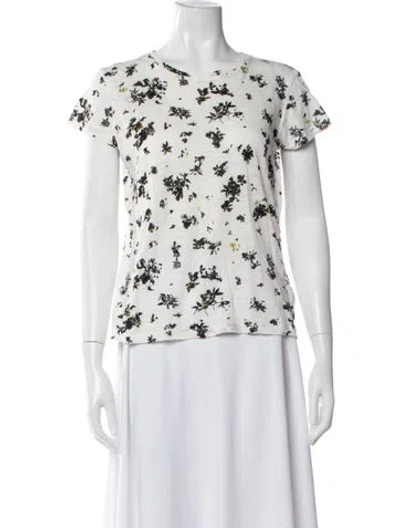 Pre-owned Proenza Schouler Floral Print Crew Neck T-shirt In Neutrals