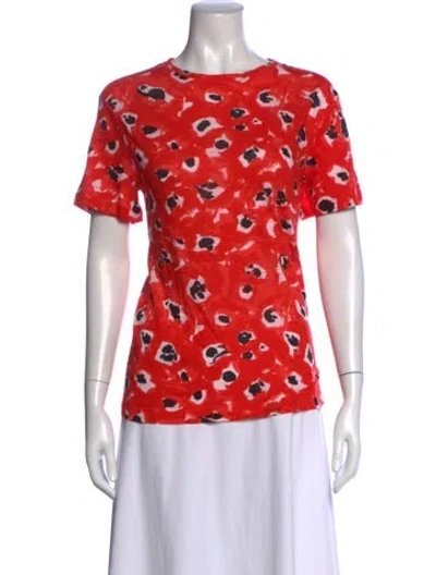 Pre-owned Proenza Schouler Floral Print Crew Neck T-shirt In Red