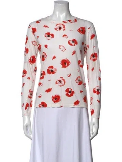 Pre-owned Proenza Schouler Floral Print Crew Neck T-shirt In White