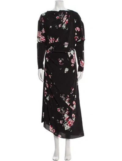 Pre-owned Proenza Schouler Floral Print Long Dress In Black