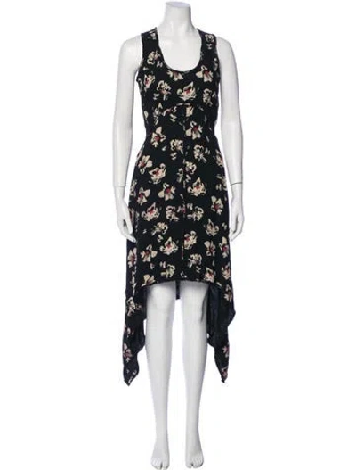 Pre-owned Proenza Schouler Floral Print Long Dress In Black