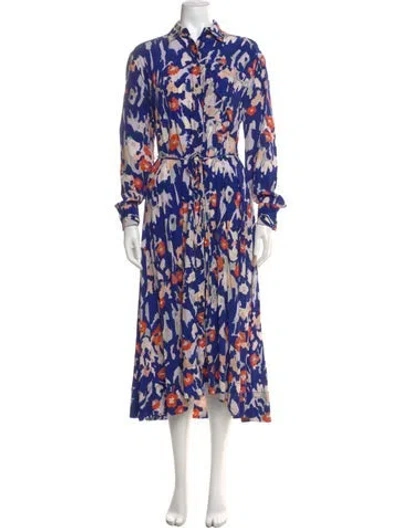 Pre-owned Proenza Schouler Floral Print Long Dress In Blue