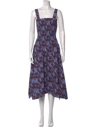 Pre-owned Proenza Schouler Floral Print Long Dress In Blue